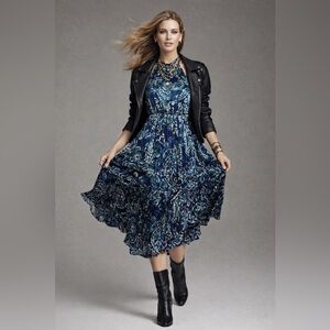 🏷️ Nicole Miller Blue Paisley Silk Maxi Dress Sleeveless XS/SM Halter